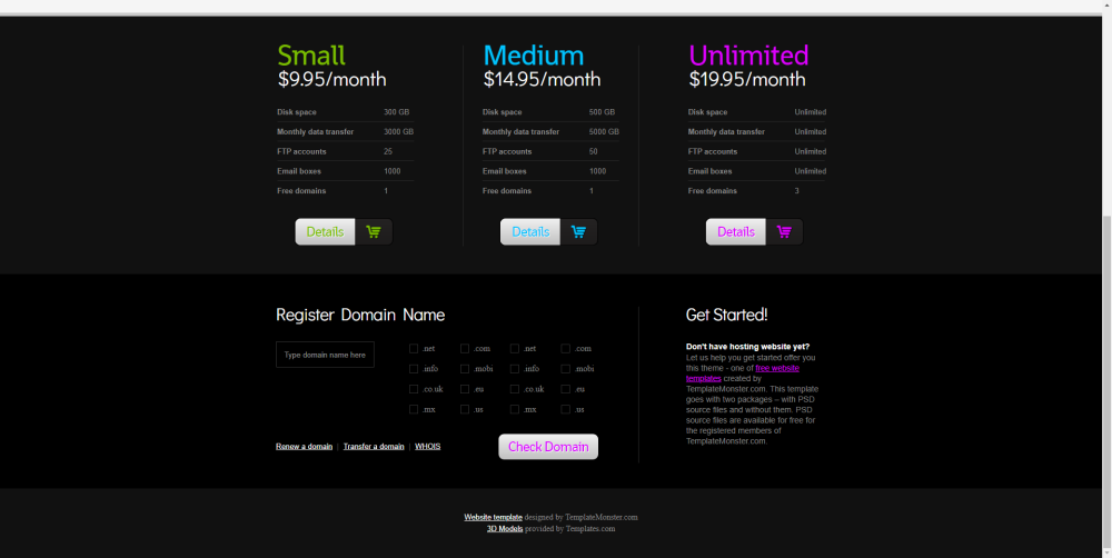 Лэндинг сайт - Хостинг серверов